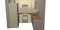Grafický návrh rohové kuchyně do U Atos